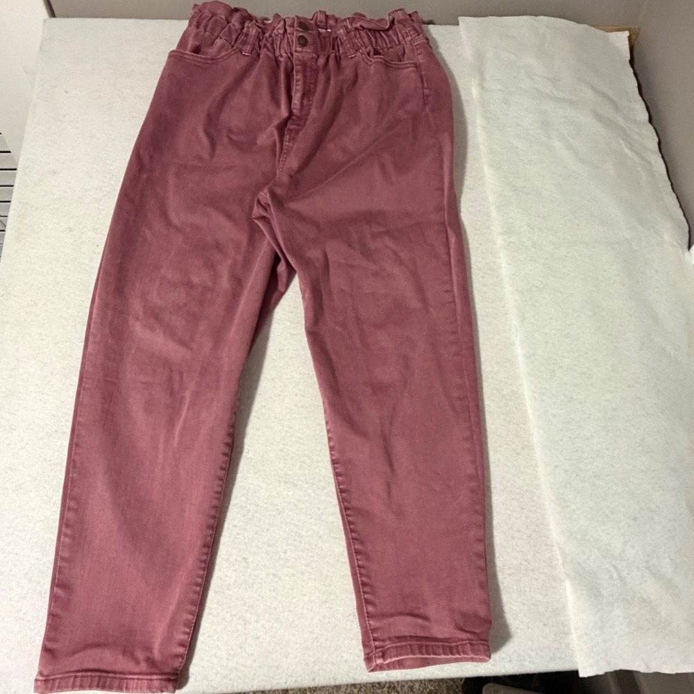 Ava & Viv Womens 16W Paperbag Waist Tapered Pants Dusty Rose High Rise Stretch